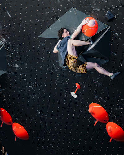 Max Milne and Colin Duffy compete at the Pro Climbing League 2026 in London. 