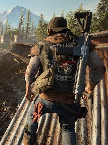 A screenshot of a train yard in Days Gone