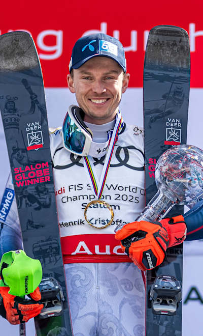 Henrik Kristoffersen seen during the Audi FIS World Cup Finals in Sun Valley, United States on March 27, 2025. 