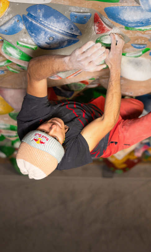 Domen Skofic of Slovenia performs during the Red Bull Climbing Performance camp in Vrbnje, Slovenia on April 8, 2025. 