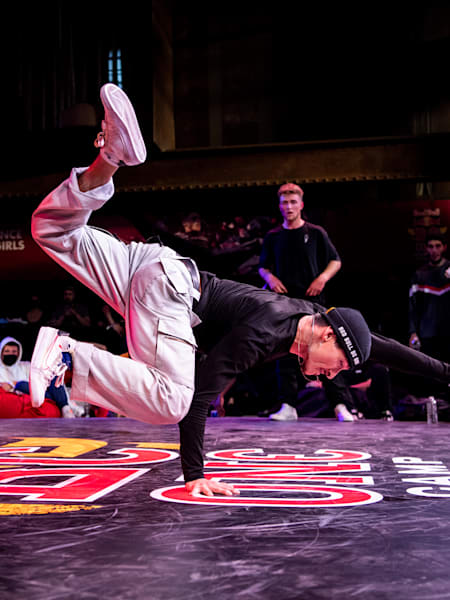 B-boy Xak competes at the One To 3 Break during the Red Bull Bc One Camp France at the H7 in Lyon, France on May 29th 2021