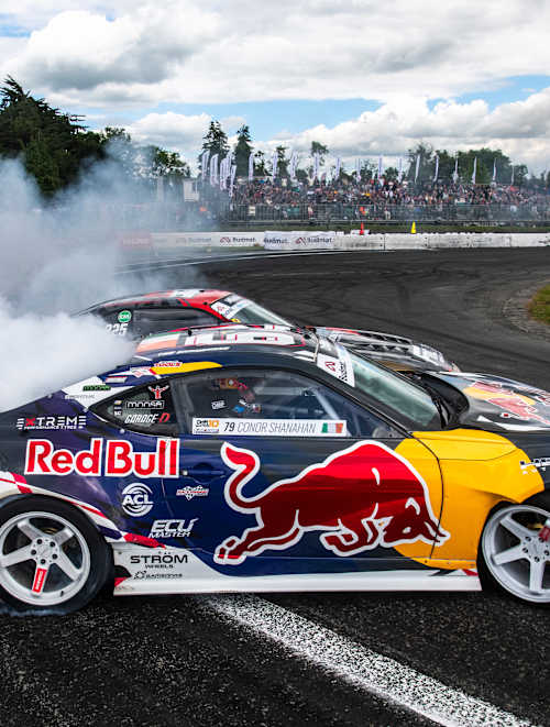 Conor Shanahan (IRL) bei einem Auftritt während des Drift Masters Stopp 2 im Mondello Park in Dublin, Irland am 16. Juni 2024   