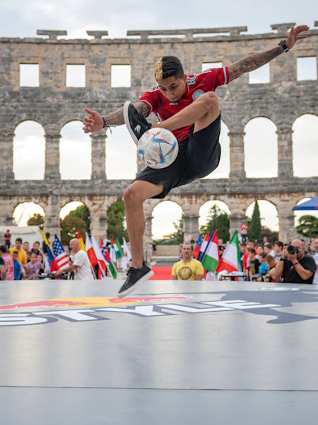 Sebastián Ortiz performs during Red Bull Street Style in Pula, Croatia on October 8, 2022.