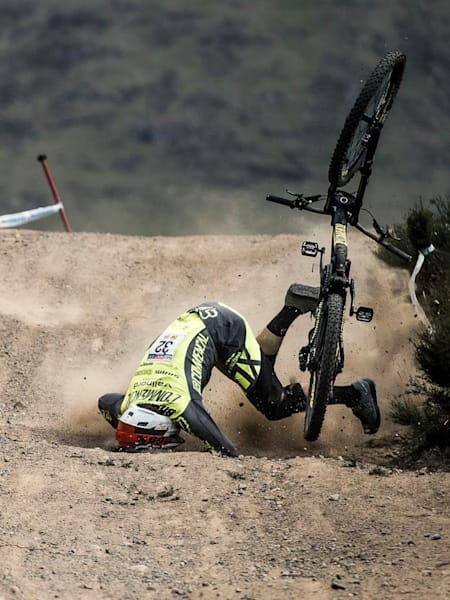 George Brannigan riding during finals at Fort William World Cup on June 5, 2016