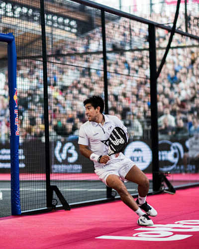 Chingotto/Galan in action at the Lotto Brussels Premier Padel P2 presented by Belfius in Brussels, Belgium on April 28, 2024