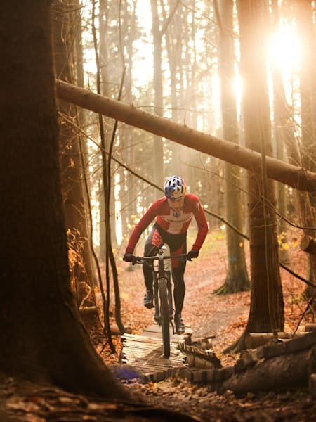 Mountain biker Simon Andreassen riding in Denmark.