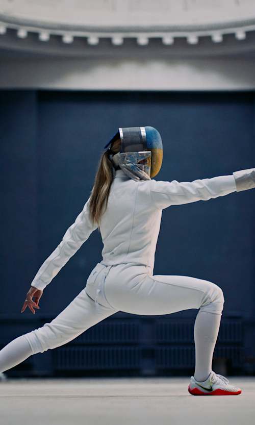 Olga Kharlan poses for a portrait at VDNG in Kyiv, Ukraine, on April 04, 2024. 