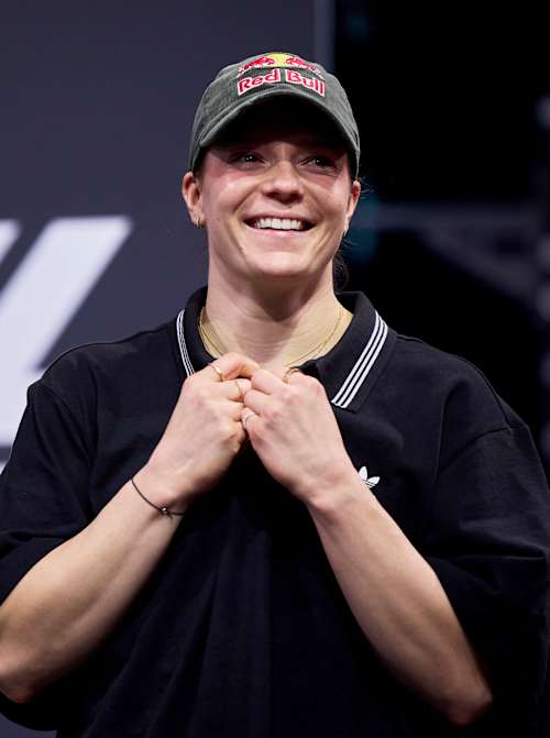 In 2025, Laura Horváth is pictured at the World Fitness Project Finals in Copenhagen, Denmark, wearing a Red Bull cap and smiling after her overall victory.