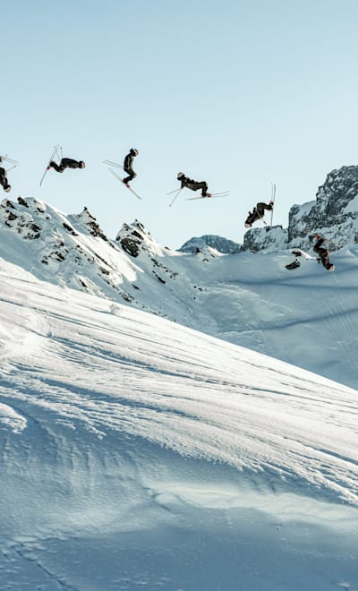 Max Palm jumping in natural field in Les Arcs, France on December 31, 2021.