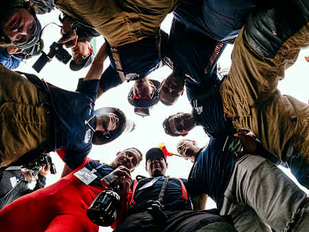 Celebración post podio