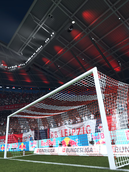Blick auf ein Tor in der Red Bull Arena in EA FC 26.