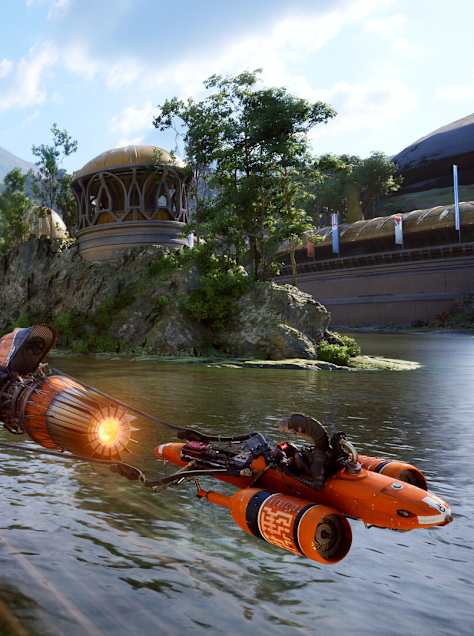 Screenshot aus STAR WARS: Galactic Racer zeigt ein Podrace
