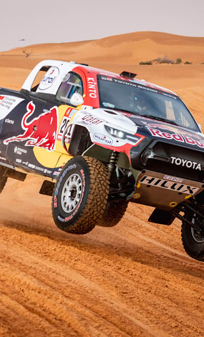 Nasser Al-Attiyah of Toyota Gazoo Racing races during Stage 2 of Rally Dakar 2022 from Hail to Al Artawiyah, Saudi Arabia on January 3, 2022.