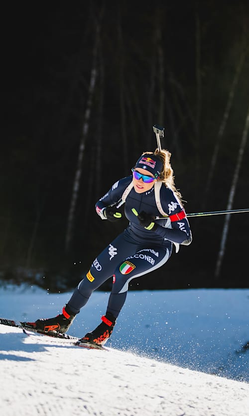 Biathlon athlete Dorothea Wierer training in Livigno, Italy on January 28, 2020.