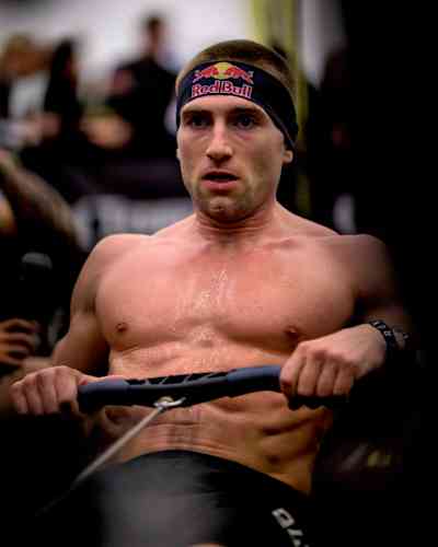 Jake Dearden in action during the Hyrox competition in Cape Town, South Africa, on September 21, 2024, showcasing Red Bull-powered endurance