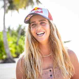 Portrait of American surfer Caroline Marks.