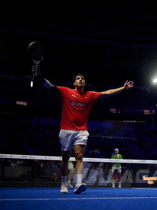 Agustín Tapia y Arturo Coello durante la final del Premier Padel P1 Málaga, España, el 19 de julio de 2026