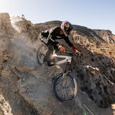 Emil Johansson rides at Red Bull Rampage in Virgin, Utah, USA on October 12, 2023.
