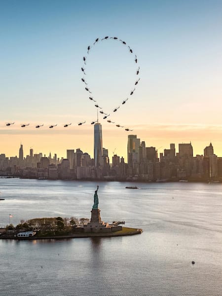 Inverted Helicopter Takes Over New York City Sky
