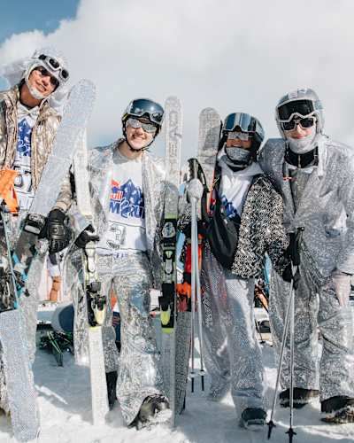 At the Red Bull Homerun 2023 in Åre, Sweden, skiers showcase imaginative costumes on the snowy slopes, embodying the energetic and fun spirit of the iconic Red Bull winter event.