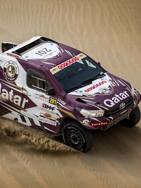 Nasser Al-Attiyah performs on the second stage of the Qatar Cross Country Rally, Ad-Dauha on April 19, 2017.
