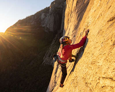 Sasha DiGiulian climbs the Platinum route on El Capitan in Yosemite National Park, California, USA on November 7, 2025.