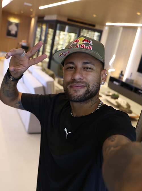 Neymar Jr while filming the YouTube series in Santos, Brazil, March 2026.