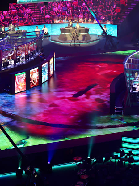 An image of the KeyArena during TI7.