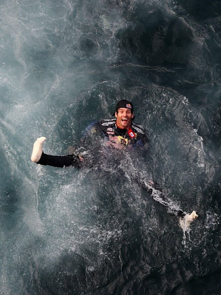Mark Webber takes a dip