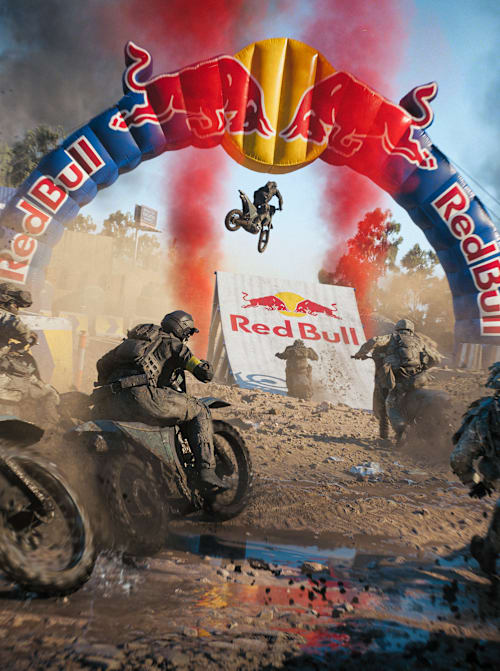 A teaser image from the new Battlefield 6 REDSEC's Red Bull Supermoto Gauntlet. 