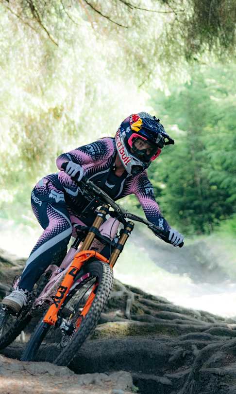 Tahnee Seagrave tears through the rugged forest trail at a performance camp in Schladming, Austria. 