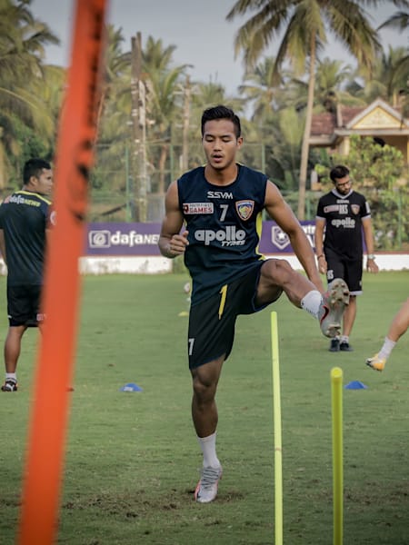 Lallianzuala Chhangte of Chennaiyin Football Club during a training session.