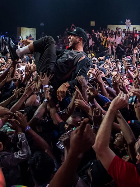Kid David of the USA crowd surfing at the Red Bull BC One Camp, prior to the World Final, at Famous Studios in Mumbai, India on November 8, 2019.