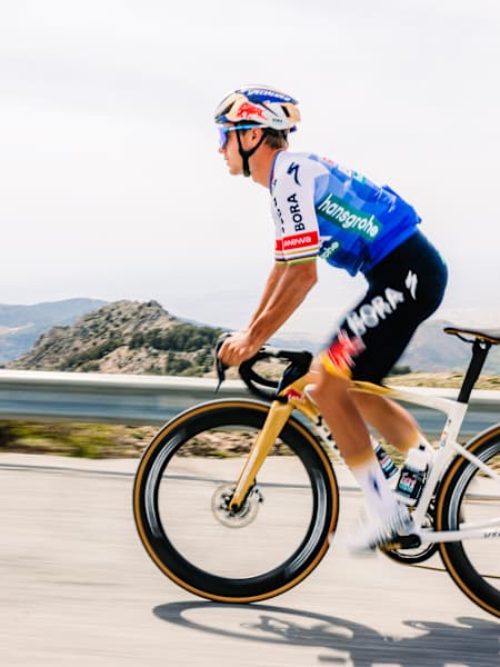 Remco Evenepoel of Red Bull – BORA – hansgrohe rides through Sierra Nevada, Spain, during the Tour de France jersey photoshoot on 24 May 2026.