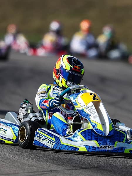 Harry Thompson performs during  Karting World Championship 2018