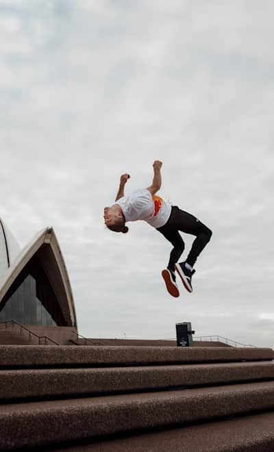 Parkour phenom Tom Di Tomasso launches down Lyon steps and