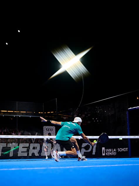 Alejandro Galán delivers an electrifying performance at the 2025 Premier Padel P1 semi-finals in Rotterdam, Netherlands, where the atmosphere and energy push the limits of athletic excellence