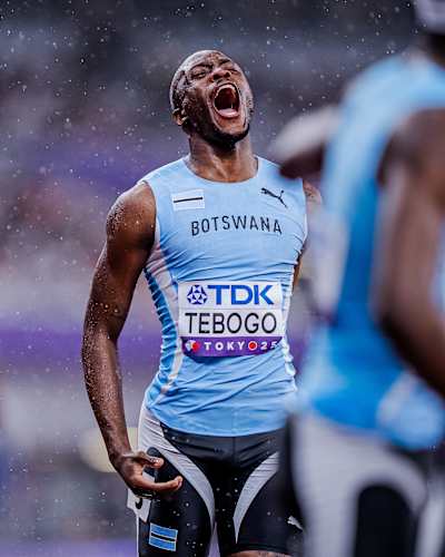 Letsile Tebogo wins in men’s 4x400m relays for team Botswana during World Athletics Championships 2025 Tokyo, Japan, on September 21, 2025.