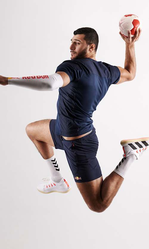 Handball player Yehia El Deraa performs in Cairo, Egypt on December 14, 2021.
