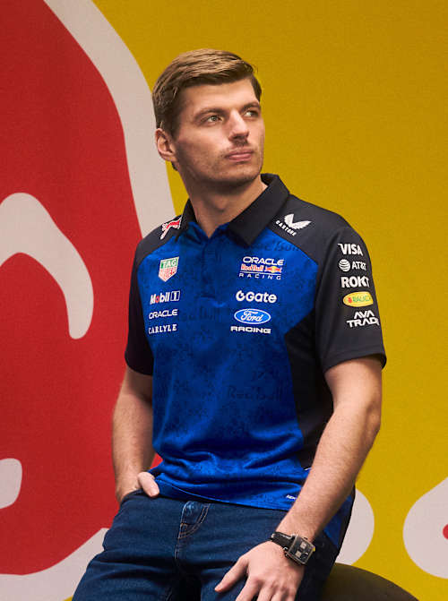 Max Verstappen model the new Oracle Red Bull Racing team kit for January 15, 2026 in Detroit, USA 