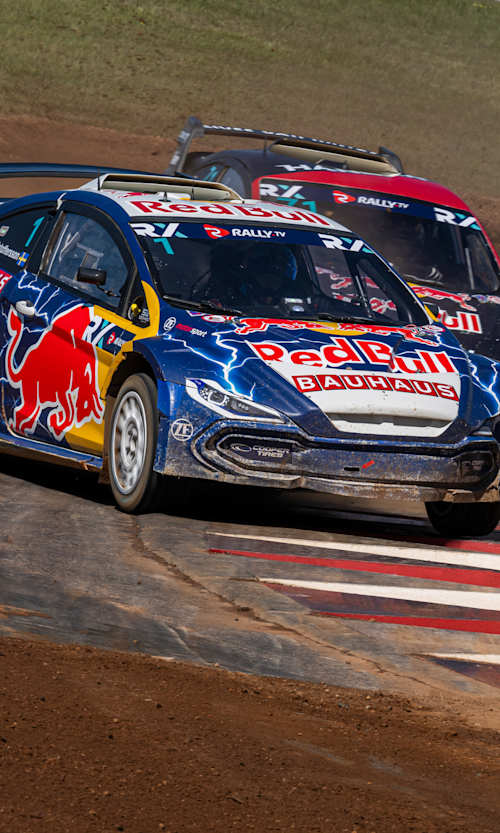 Johan Kristoffersson and Kevin Hansen seen during the FIA World Rallycross Championship  in Cape Town, South Africa on October 8, 2023.