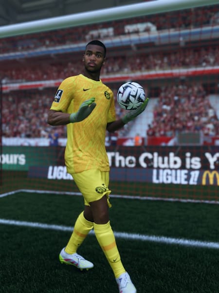 Le jeune gardien de but Guillaume Restes en action dans le jeu EA Sports FC 26.