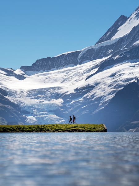 On the Eiger Ultra Trail: Lake Bach, with views of the Schreckhorn