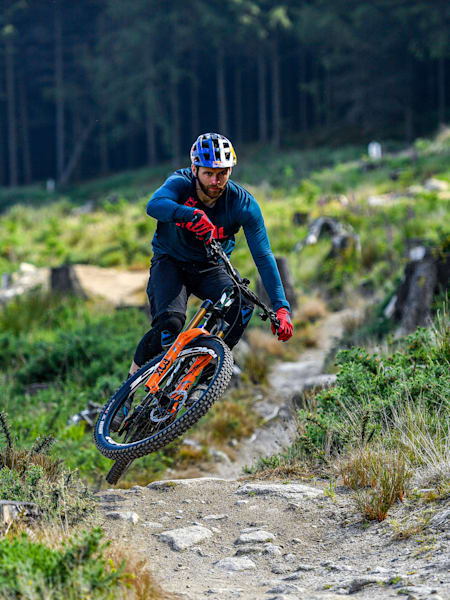 Enduro MTB athlete Greg Callaghan performs on local trails in Dublin during a shoot for his YouTube film Breaking the Cycle.