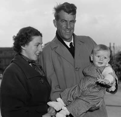 Sir Edmund and Lady Louise Hillary with their son Peter, 1955.