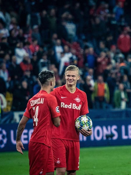 Red Bull Salzburg footballers Erling Haaland and Dominik Szoboszlai.