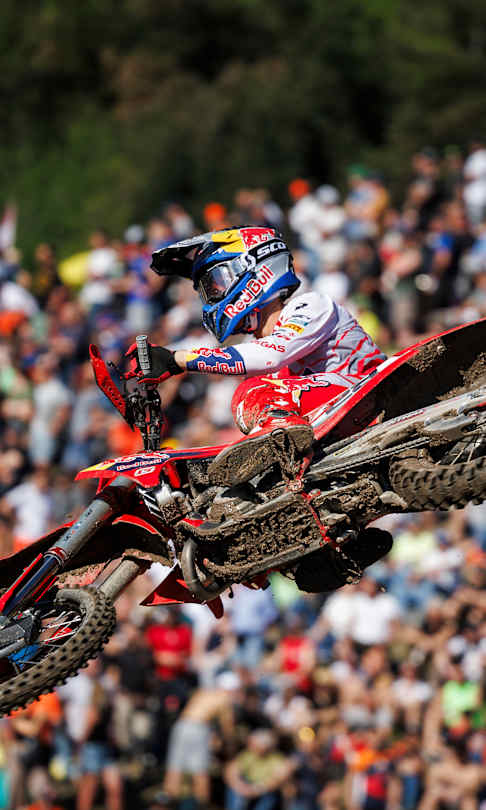Marc Antonie Rossi of France competes during the FIM MXGP Motocross World Championship in Pietramurata, Italy on April 14, 2024.
