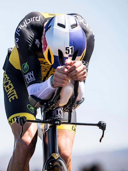 Jesse Thomas powering through the pain on the long bike ride