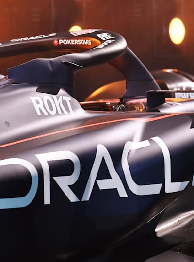 A close-up of the RB19 livery