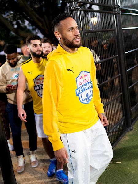 Neymar Jr surprises players by entering the pitch of Red Bull Neymar Jr's Five France at Eighteen Hills in Paris on October 22, 2021.